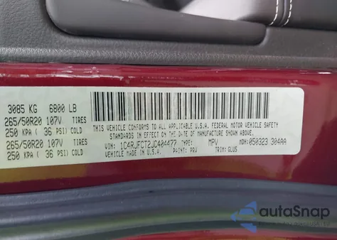 2018 Jeep Grand Cherokee Overland 4X4 from USA, damaged, VIN 1C4RJFCT2JC404477